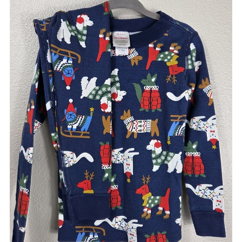 Hanna Andersson Organic Cotton Christmas Pajama Set Dogs Cats Gnomes Size‎ 4